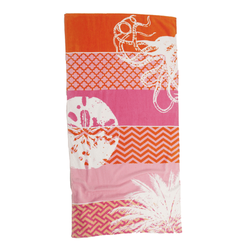 Coastal Life Pink Hot Prints Brazilian Beach Towel