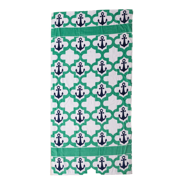 Drop Anchor Aqua Hot Prints Brazilian Beach Towel