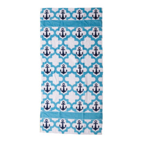Drop Anchor Turquoise Hot Prints Brazilian Beach Towel
