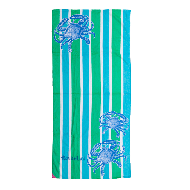 Crab Stripe Hot Prints Brazilian Beach Towel Aqua