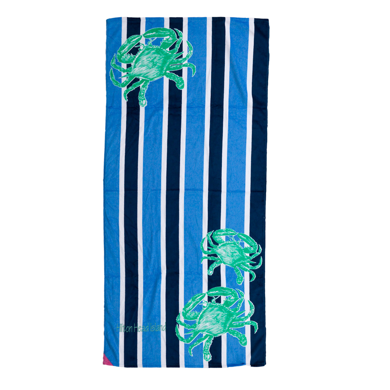 Crab Stripe Hot Prints Brazilian Beach Towel Cobalt