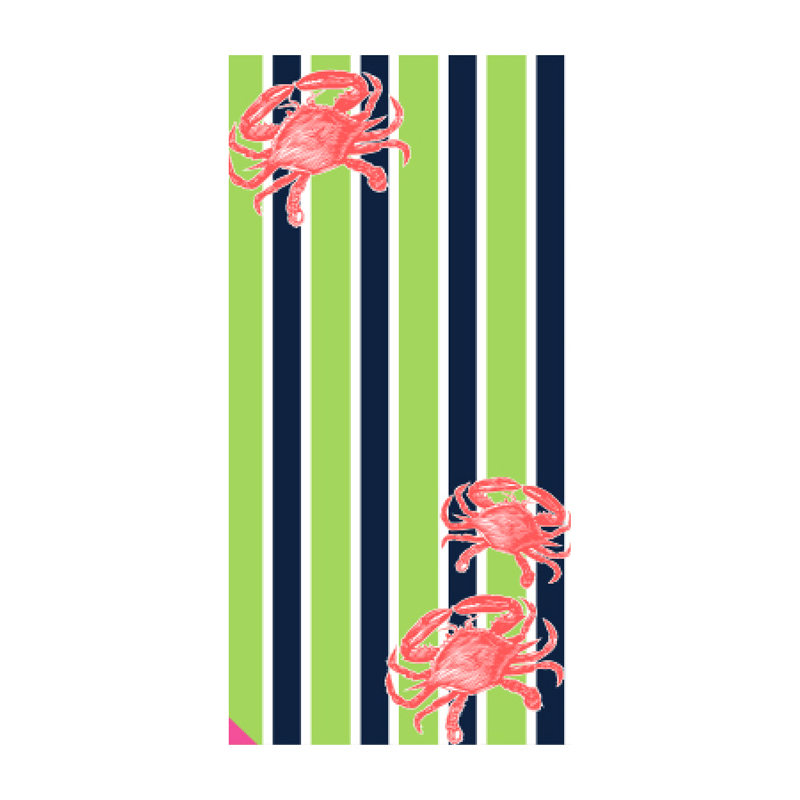 Crab Stripe Hot Prints Brazilian Beach Towel Lime