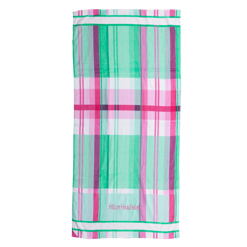 Plaid Hot Prints Brazilian Beach Towel Aqua