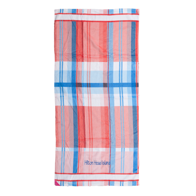 Plaid Hot Prints Brazilian Beach Towel Coral